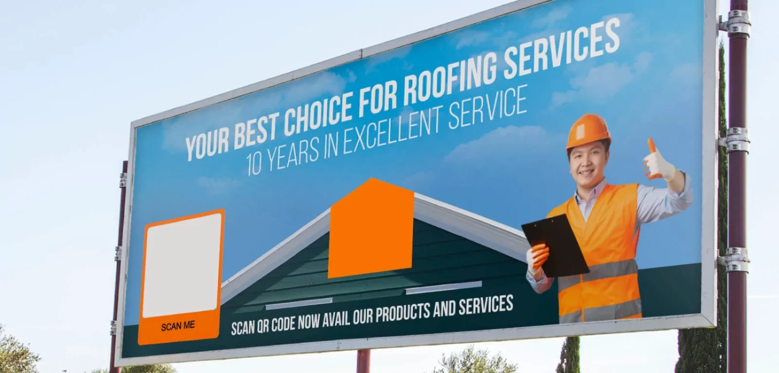 Illustration of street banner of roofing company