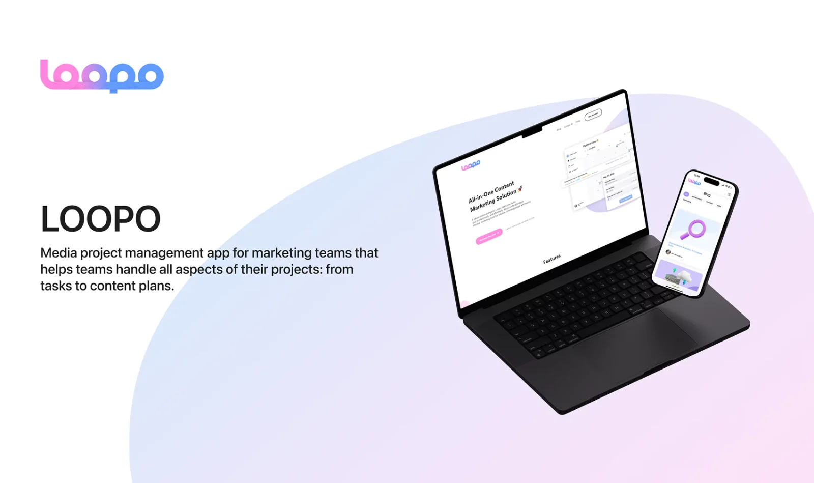 Loopo project that cares about content plan, task delivery, and their efficiency
