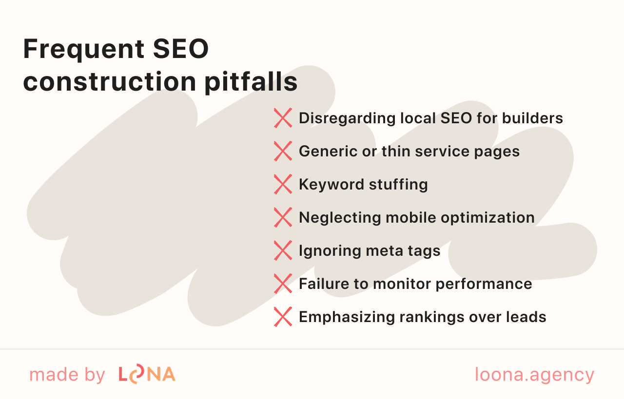Frequent SEO construction pitfalls