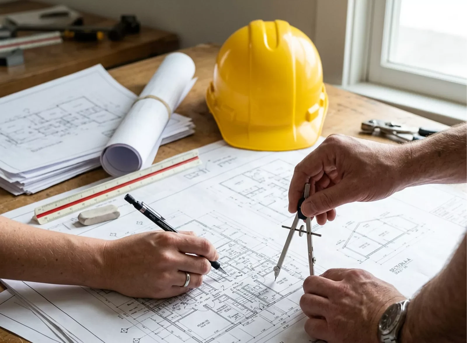 Negotiations get a roofing project off to a proper start. SEO and contractors project meeting