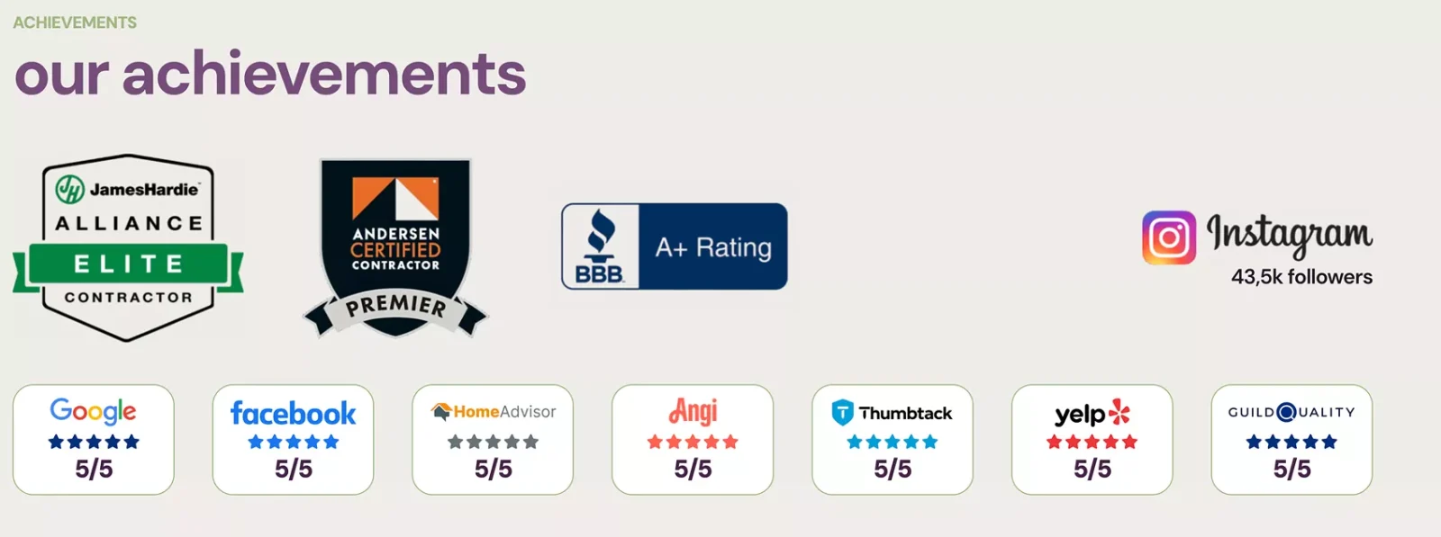 certifications of the local exterior remodeler contractor trusted awards of the local exterior remodeler contractor