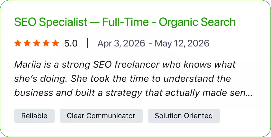 Five-star client review of Loona Agency’s organic search strategy and SEO services.