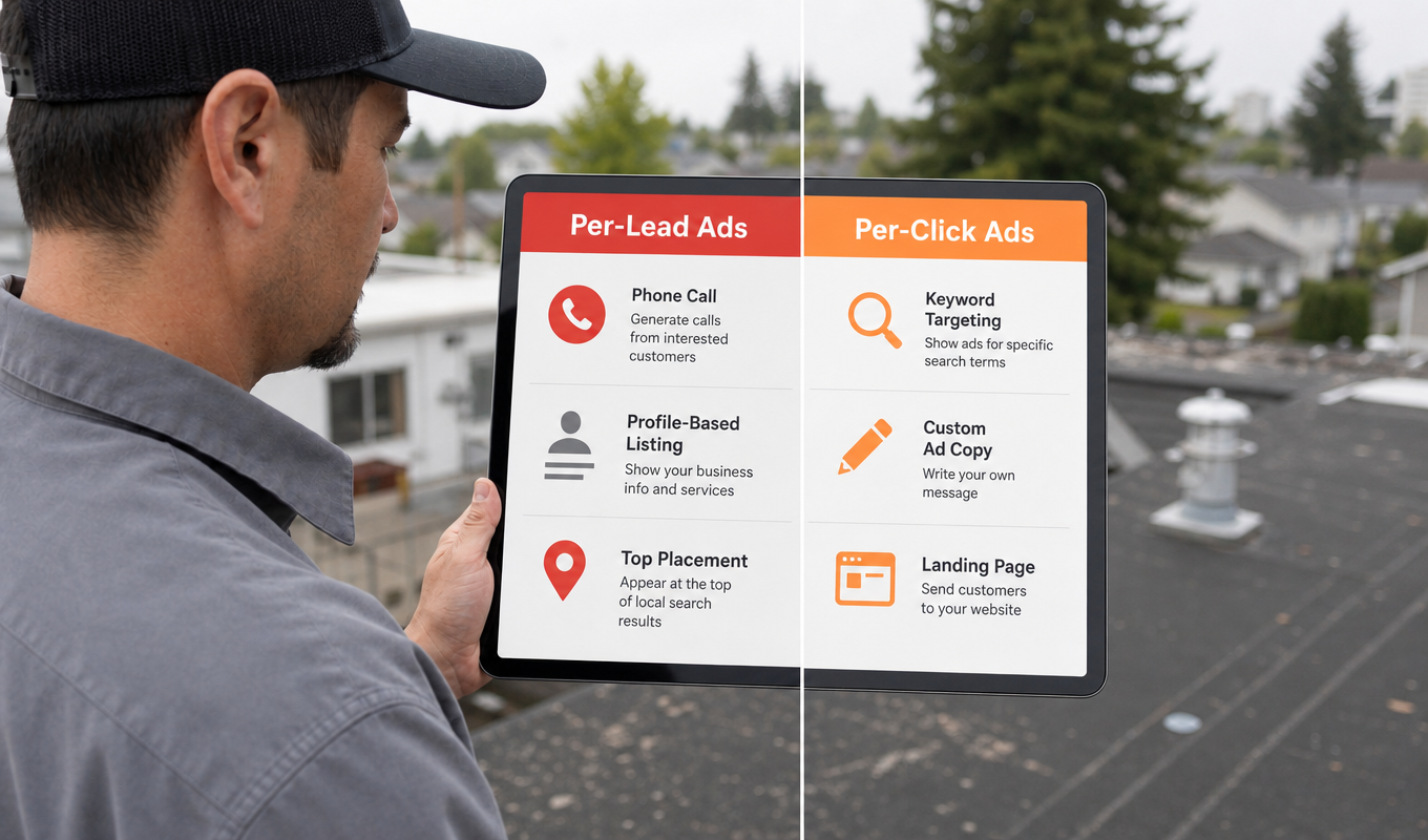 Side-by-side comparison chart of local service ads and PPC