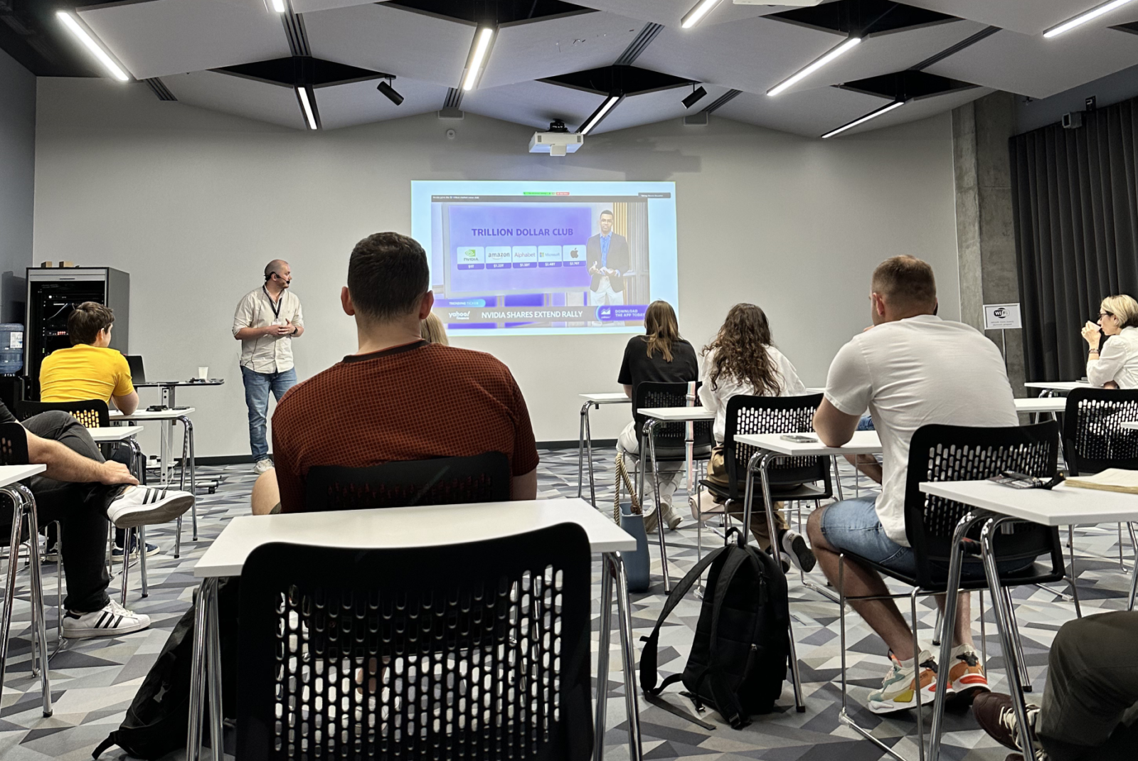 Team workshop presentation in a conference room